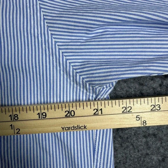 Michael Kors Mens Blue White Striped Cotton Long Sleeve Button Down Shirt - Picture 5 of 6